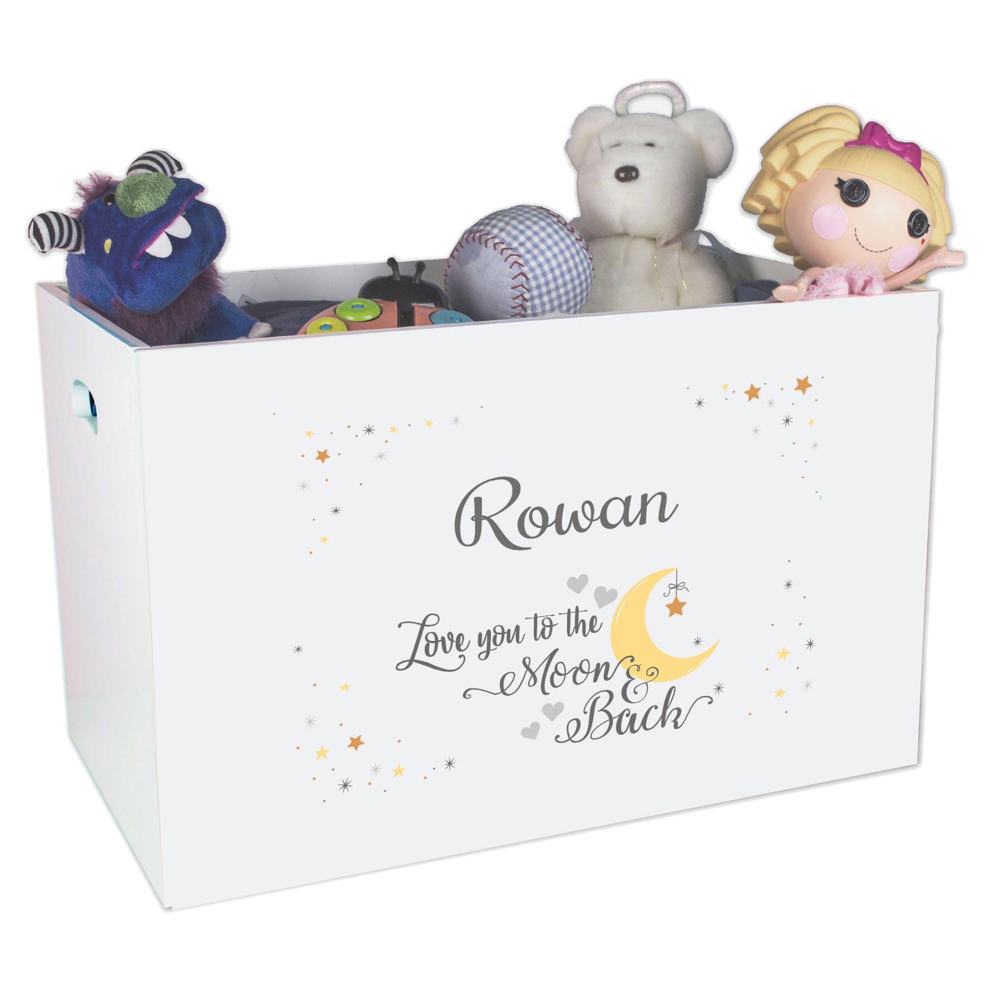 Personalized Moon and Back Open Top Toy Box